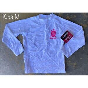 Coastalista Kids Size Medium Rash Guard White Pink Turtle Montana SPF 50+ NWT